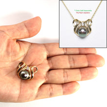 Load image into Gallery viewer, 2000551-14k-Unique-Design-Diamonds-Black-Pearl-Pendant-Necklace