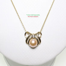 Load image into Gallery viewer, 2000552-14k-Yellow-Gold-Unique-Design-Diamonds-Pink-Pearl-Pendant-Necklace