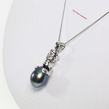Load image into Gallery viewer, 2000576-14k-White-Gold-Hawaiian-Tiki-Black-Pearl-Pendant-Necklace