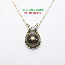 Load image into Gallery viewer, 2000581 BLACK CULTURED PEARL 14K SOLID YELLOW GOLD &amp; DIAMOND LOVE PENDANT