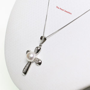 2000595-14k-White-Gold-Diamonds-Religious-Cross-White-Pearl-Pendant-Necklace