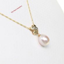 Load image into Gallery viewer, 200602-14k-Solid-Gold-Diamonds-Pink-Pearl-Bail-Unique-Pendant-Necklace