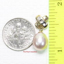 Load image into Gallery viewer, 200602-14k-Solid-Gold-Diamonds-Pink-Pearl-Bail-Unique-Pendant-Necklace