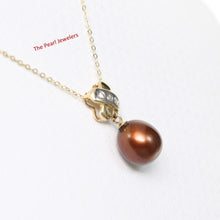 Load image into Gallery viewer, 200603-14k-X-Bail-Diamonds-Chocolate-Pearl-Pendant-Necklace