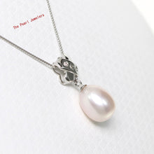 Load image into Gallery viewer, 2000607-Handcrafted-14k-White-Gold-Diamonds-Lavender-Pearl-Unique-Pendant-Necklace
