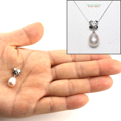 Lavender Pearl Pendant – 14k White Gold X Bail + Diamonds