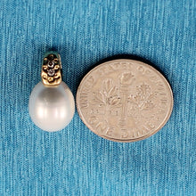 Load image into Gallery viewer, 2000610-14k-Gold-Dimpled-Bail-Diamonds-White-Pearl-Pendant