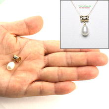 Load image into Gallery viewer, 2000640-14k-Yellow-Gold-Tunnel-Bale-Diamond-White-Pearl-Pendants-Necklace