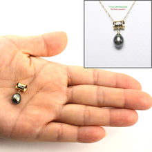 Load image into Gallery viewer, 2000641-14k-Gold-Tunnel-Bale-Diamond-Black-Pearl-Pendants-Necklace