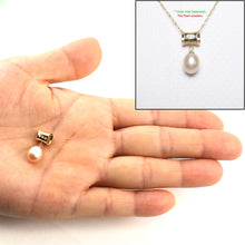 Load image into Gallery viewer, 2000642-14k-Yellow-Gold-Tunnel-Bale-Diamond-Pink-Pearl-Pendant-Necklace