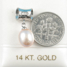 Load image into Gallery viewer, 2000647-14k-White-Gold-Tunnel-Bale-Diamond-Pink-Pearl-Pendant