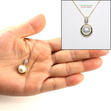 Load image into Gallery viewer, 2000647-14k-White-Gold-Tunnel-Bale-Diamond-Pink-Pearl-Pendant