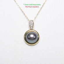 Load image into Gallery viewer, 2000671-14k-Solid-Yellow-Gold-Diamonds-Black-Pearl-Pendant-Necklace