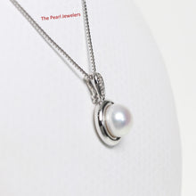 Load image into Gallery viewer, 2000675-14k-Solid-White-Gold-Diamonds-White-AAA-Pearl-Enhancer-Pendant