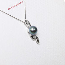 Load image into Gallery viewer, 2000806-14kt-Gold-Flowing-Bail-Diamond-Peacock-Pearl-Pendant-Necklace