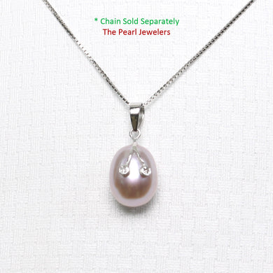 2000899 DIAMOND EYES DESIGN, AAA LAVENDER PEARL 14K WHITE GOLD PENDANT