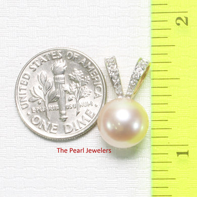 2000902 AAA PINK PEARL DIAMONDS 14K YELLOW GOLD RABBIT-EAR PENDANT