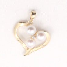Load image into Gallery viewer, 2001170-14k-Yellow-Gold-Diamond-AAA-Pearl-Hearts-Pendant-Necklace