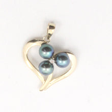 Load image into Gallery viewer, 2001171-14k-Yellow-Gold-Genuine-Diamond-AAA-Pearl-Hearts-Pendant-Necklace