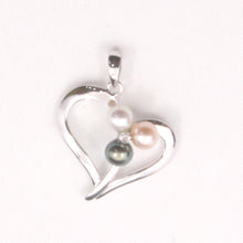 Load image into Gallery viewer, 2001178-14k-White-Gold-Genuine-Diamond-AAA-Pearl-Hearts-Pendant-Necklace