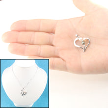 Load image into Gallery viewer, 2001178-14k-White-Gold-Genuine-Diamond-AAA-Pearl-Hearts-Pendant-Necklace