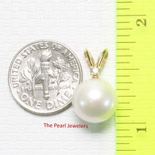 Load image into Gallery viewer, 2002270  DIAMOND AAA WHITE PEARL 14K YELLOW SOLID GOLD RABBIT-EAR BAIL PENDANT