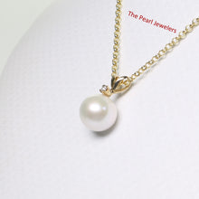 Load image into Gallery viewer, 2002270  DIAMOND AAA WHITE PEARL 14K YELLOW SOLID GOLD RABBIT-EAR BAIL PENDANT