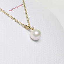 Load image into Gallery viewer, 2002270  DIAMOND AAA WHITE PEARL 14K YELLOW SOLID GOLD RABBIT-EAR BAIL PENDANT