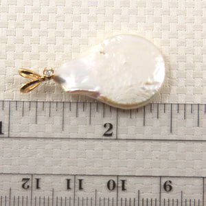 2012270-Gold-Rabbit-Ear-Bale-Diamond-Baroque-White-Coin-Pearl-Pendant
