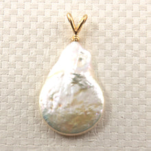 Load image into Gallery viewer, 2012270-Gold-Rabbit-Ear-Bale-Diamond-Baroque-White-Coin-Pearl-Pendant