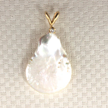 Load image into Gallery viewer, 2012270-Gold-Rabbit-Ear-Bale-Diamond-Baroque-White-Coin-Pearl-Pendant
