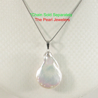 2020025 FRESHWATER COIN PEARL PENDANT W/ 14K WHITE SOLID GOLD BAIL