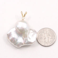 Load image into Gallery viewer, 2022270-14k-Yellow-Gold-Rabbit-Ear-Bale-Diamond-Baroque-Pearl-Pendant-Necklace