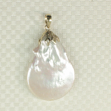 2025280 FRESHWATER COIN PEARL 14KT SOLID YELLOW SOLID GOLD BAIL PENDANT