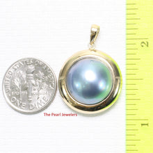 Load image into Gallery viewer, 2088001-14k-Yellow-Gold-Encircles-15mm-Blue-Mabe-Pearl-Pendant-Necklace