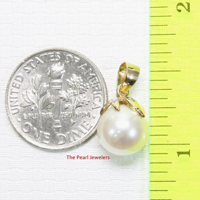 2090650  GENUINE DIAMOND WHITE CULTURED PEARL 14K YELLOW GOLD CLAW BAIL PENDANT