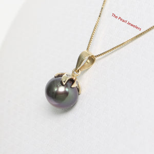 2090651 GENUINE DIAMOND BLACK CULTURED PEARL 14K YELLOW GOLD CLAW BAIL PENDANT