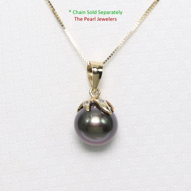 2090651 GENUINE DIAMOND BLACK CULTURED PEARL 14K YELLOW GOLD CLAW BAIL PENDANT