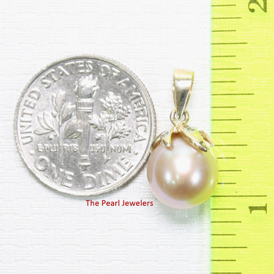 2090654 GENUINE DIAMOND LAVENDER PEARL 14K YELLOW GOLD CLAW BAIL PENDANT