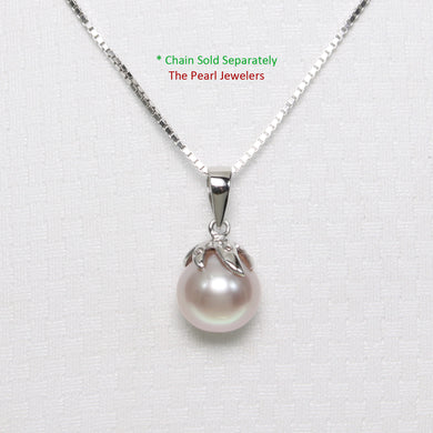 2090657 GENUINE DIAMOND PINK PEARL 14K WHITE GOLD CLAW BAIL PENDANT