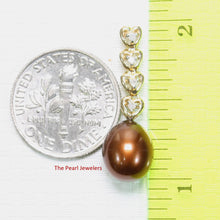 Load image into Gallery viewer, 2098103 AAA CHOCOLATE PEARL 14K YELLOW GOLD DIAMOND HEARTS PENDANT