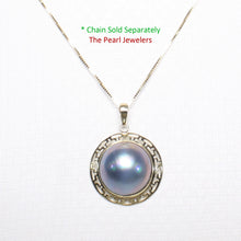 Load image into Gallery viewer, 2098601-14k-Yellow-Gold-Surrounding-14mm-Blue-Genuine-Mabe-Pearl-Pendant