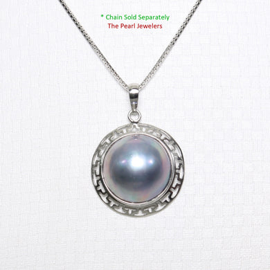 2098606 GENUINE BLUE MABE PEARL SURROUNDING 14K SOLID WHITE GOLD PENDANT