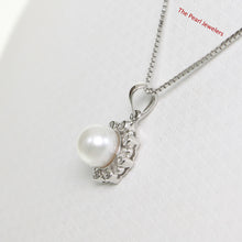 Load image into Gallery viewer, 2098655 WHITE FRESHWATER CULTURED PEARL 14K SOLID WHITE GOLD ENCIRCLES DIAMONDS PENDANT