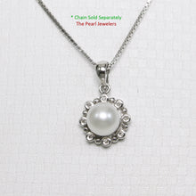 Load image into Gallery viewer, 2098655 WHITE FRESHWATER CULTURED PEARL 14K SOLID WHITE GOLD ENCIRCLES DIAMONDS PENDANT