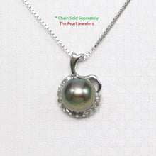 Load image into Gallery viewer, 2098766 BLACK F/W PEARL 14K SOLID WHITE GOLD SURROUNDED BY DIAMONDS PENDANT