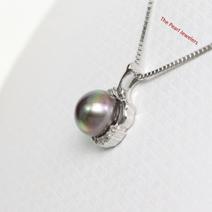 2098766 BLACK F/W PEARL 14K SOLID WHITE GOLD SURROUNDED BY DIAMONDS PENDANT