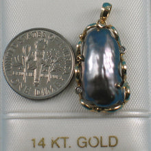 Load image into Gallery viewer, 2099009-14k-Yellow-Gold-Wraps-Around-Black-Biwa-Pearl-Diamonds-Pendant