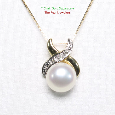 2099300 NATURAL WHITE PEARL PENDANT SET 14K SOLID YELLOW GOLD DIAMONDS