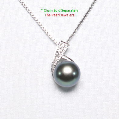 2099506 BLACK F/W CULTURED PEARL 14K SOLID WHITE GOLD & DIAMONDS PENDANT